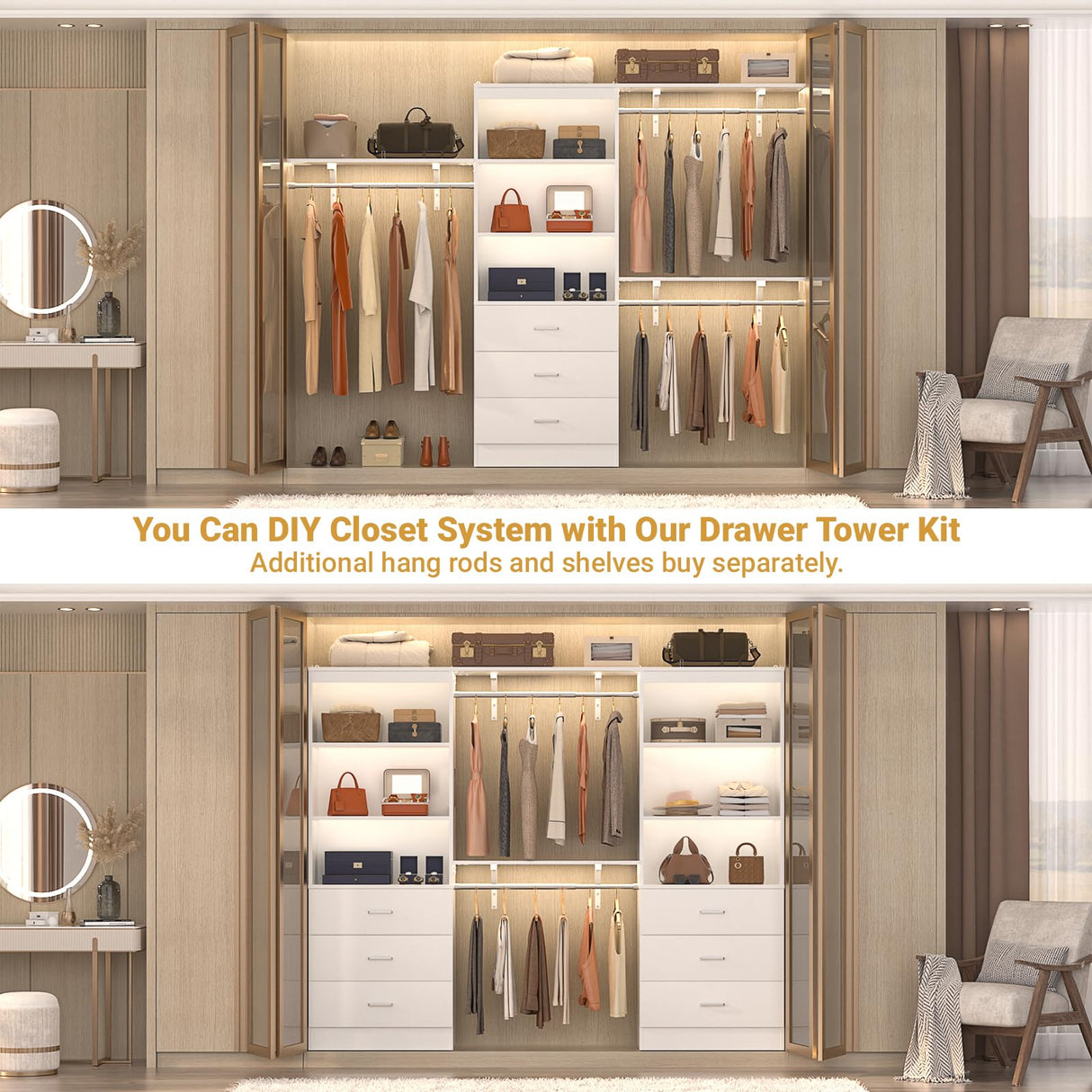 Aheaplus 71 Inches Bookshelf with Drawers, Wooden Bookcase with Open Shelves, 6-Tier Tall Storage Cabinet Book Shelf Storage Organizer for Living Room, Home Office, White (No Charge Station) Aheaplus