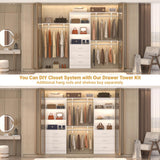 Aheaplus 71 Inches Bookshelf with Drawers, Wooden Bookcase with Open Shelves, 6-Tier Tall Storage Cabinet Book Shelf Storage Organizer for Living Room, Home Office, White (No Charge Station) Aheaplus