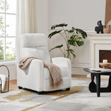 Topeakmart Boucle Recliner Sofa Push Back Recliner Chair Adjustable Modern Single Reclining Chair Upholstered Sofa with Pocket Spring Living Room Bedroom Home Theater White Topeakmart