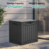 YITAHOME 31 Gallon Outdoor Storage Box, Resin Deck Box and Waterproof Package Delivery Box for Gardening Tools, Pool Supplies, Patio Furniture, Lockable, Black YITAHOME