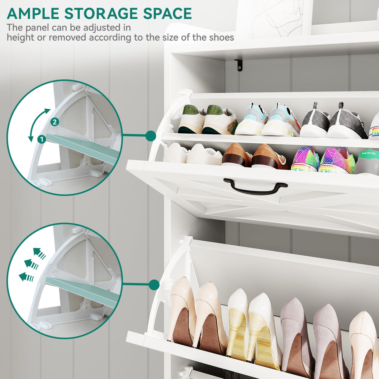 YITAHOME Farmhouse Shoe Storage Cabinet for 24 Pairs with 3 Flip Drawers, Narrow Slim Shoe Rack Cabinet for Hallway, Shoe Organizer for Entryway, Living Room (White) YITAHOME