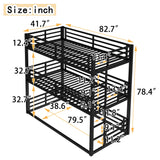 Bellemave Triple Bunk Bed Twin XL Size, Heavy Duty 3 Bunk Beds with Safety Guardrails and Noise-Reduced Design, Metal Triple Bed for 3 Kids, Teens, Adults, No Box Spring Needed Black Bellemave