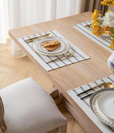 Caflife Boho Farmhouse Placemats Set of 6, Grey Stripes Cotton Linen Woven Table Mats for Modern Dining Table, 13x19 Inch Rustic Kitchen Decor Place Mats Caflife