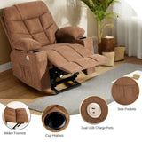 YITAHOME Electric Power Lift Recliner Chair for Elderly, Fabric Recliner Chair with Massage and Heat, Spacious Seat, USB Ports, Cup Holders, Side Pockets, Remote Control (Brown) YITAHOME