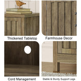 ChooChoo Farmhouse TV Stand, Wood Fluted Door Entertainment Center with Storage Cabinets and Open Shelves, Rustic Media Console up to 55 inches for Living Room, Bedroom, Grey Wash ChooChoo