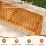 Tangkula Patio Acacia Wood Bench, 36” Outdoor All-Slat Wood Bench for 2 People, 800 lbs Capacity, Outdoor Backless Seating Furniture for Park, Garden, Yard, Porch (1,Teak) Tangkula