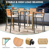 YITAHOME 5-Piece Light Brown Outdoor Wicker Bar Table Set with Chairs for Stylish Patio Dining YITAHOME