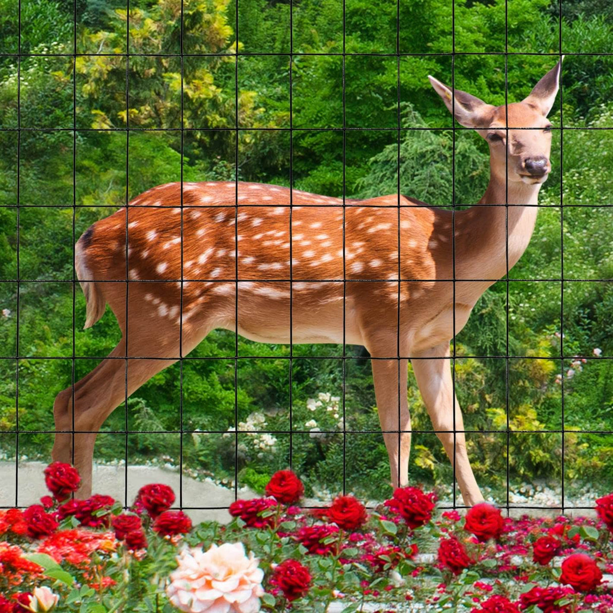 FOREHOGAR Black PVC Coated Welded Wire Fence 24 Inch x 50 Foot, 2 Inch x 3 Inch 16GA, Garden Border Fencing Roll Vinyl Coating Metal Wire Mesh for Yard Vegetable Plant Protection Poultry Netting FOREHOGAR