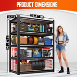 71"H-35"W Garage Shelving-2050LBS 5 Tier Storage Shelves,Adjustable Heavy Duty Metal Shelving Unit and Storage Large Rack,Utility Steel Shelf For Shop Warehouse Industrial Pantry Basement 71"x35"x16" JOJUOU