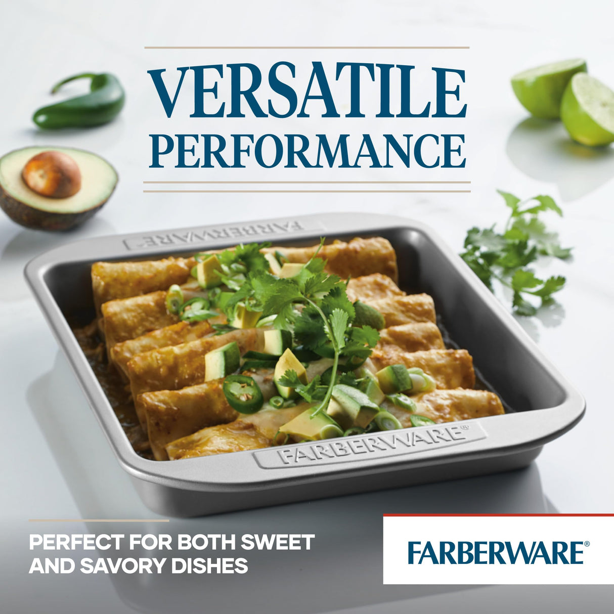 Farberware Nonstick Bakeware Nonstick Baking Pan / Nonstick Cake Pan, Square - 9 Inch, Gray Farberware