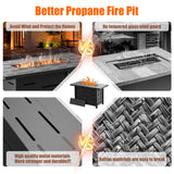 Walsunny 43 inch Outdoor Propane Fire Pit 50,000 BTU Gas Fire Pit Table with Lid, Glass Wind Guard, Waterproof Cover, Rectangle Gas Firepit Table for Garden/Patio, CSA Certification Shintenchi