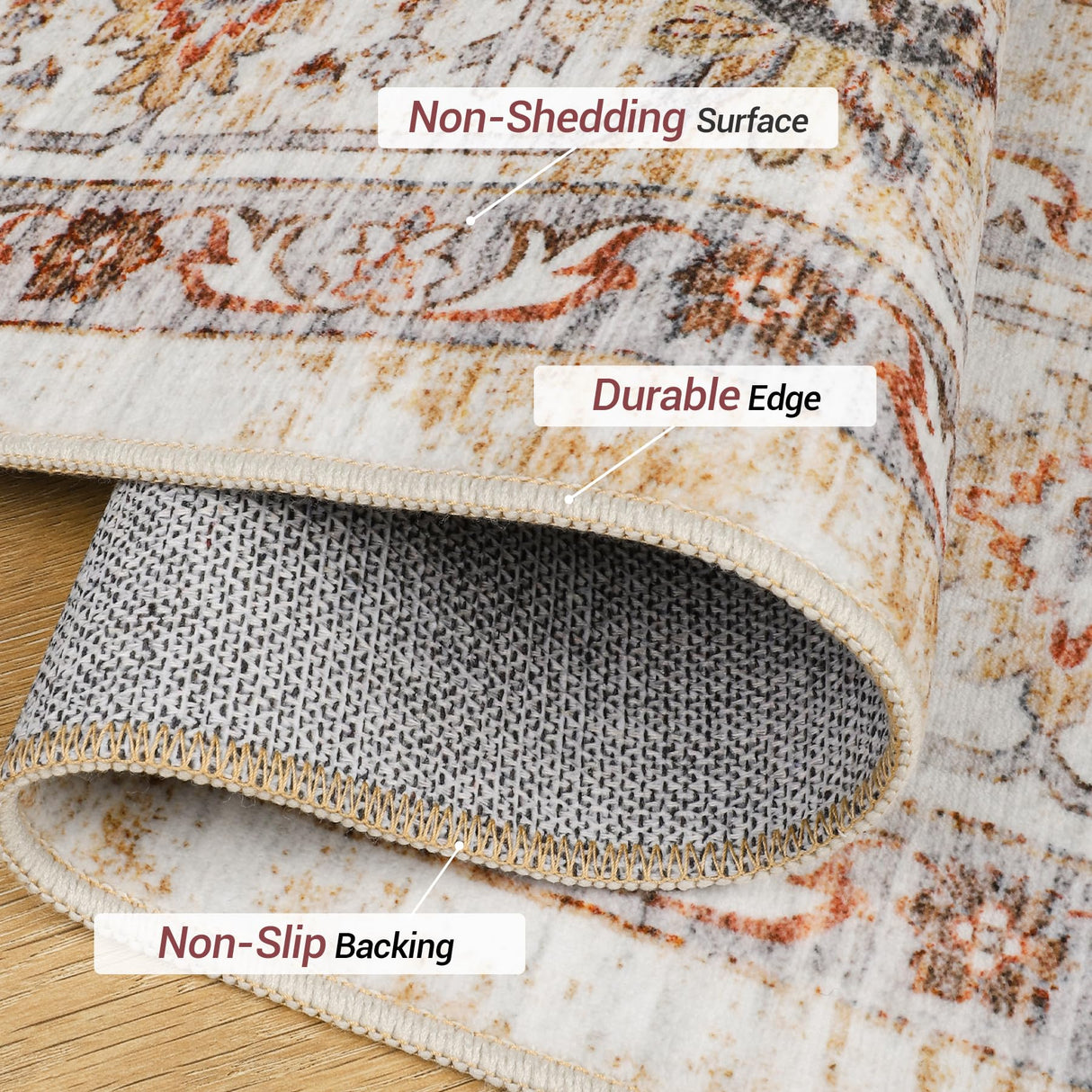 Madane Runner Rug 2x8, Washable Hallway Runner Rugs, Non-Slip Low-Pile Soft Kitchen Rug Runner Laundry Room Rug, Vintage Throw Entry Foyer Mat for Entrance Living Room (Turmeric/Grey, 2 x 8) Madane