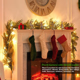 EXKRAEFT Christmas Pine Garland with Lights for Decorations 9FT Artificial Norfolk Pine Garland Realistic, Prelit Garland Lighted Christmas Garland for Mantle Christmas Garland Battery Operated EXKRAEFT