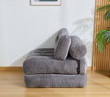 Folding Sofa Bed, Convertible Sleeper Chair Couch Bed Faux Rabbit Fur for Adults, with Back Support Floor Couch Comfy Floor Sofa for Living Room Bedroom, Dark Grey, Single Kisoy