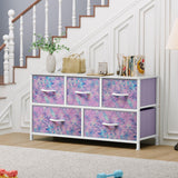 YITAHOME Wide Storage Tower with 5 Drawers - Fabric Dresser, Organizer Unit for Bedroom, Living Room, Closets - Sturdy Steel Frame, Easy Pull Fabric Bins & Wooden Top YITAHOME