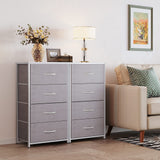 ODK Dresser for Bedroom with 4 Storage Drawers, Small Dresser Chest of Fabric Drawers with Sturdy Steel Frame, Wood Top, Light Grey ODK