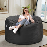 HABUTWAY Bean Bag Chair 3Ft Luxurious Velvet Ultra Soft Fur with High Rebound Memory Foam Bean Bag Chairs for Adults Plush Lazy Sofa with Fluffy Removable Sponge 3' (Grey) HABUTWAY