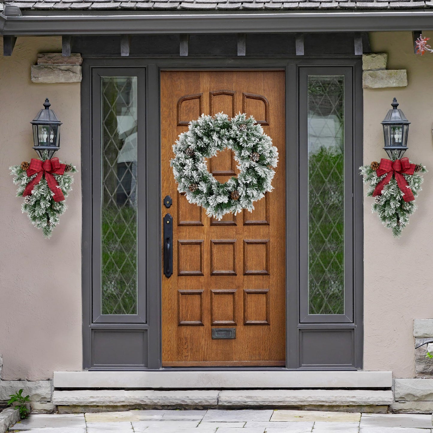 Northlight Snowy Flocked Angel Pine with Pine Cones Artificial Christmas Wreath - 36" - Unlit