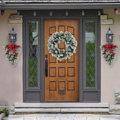 Northlight Snowy Flocked Angel Pine with Pine Cones Artificial Christmas Wreath - 36" - Unlit