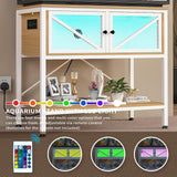 Avolander 40-50 Gallon Fish Tank Stand, Aquarium Stand with Power Outlets & LED Light, Cabinet for Fish Tank Accessories Storage, Heavy Duty Metal Frame, 760LBS Capacity, White Walnut Brown Avolander