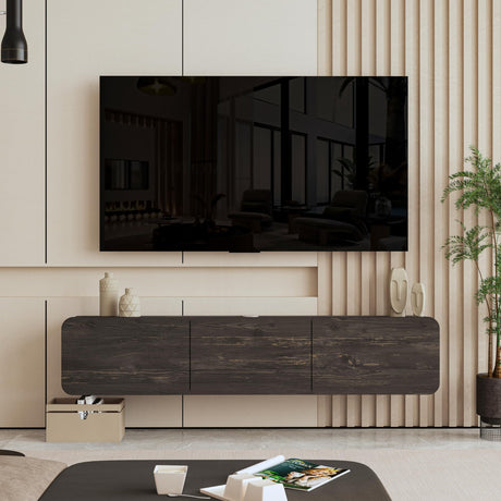 Atelier Mobili Floating Wall TV Stand, Floating Entertainment Center, Modern Floating Media Console, Floating TV Stand 65 inch for up to 80 inch TV and TV Stand Floating, Onesize, Black ATELIER MOBILI THE LEADER OF THE INTERCHANGEABLE FURNITURE