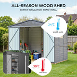 MyVoice 8x8 FT Wooden Outdoor Storage Shed with 4 Vents & 2 Adjustable Windows, DIY Cedar Tool Shed Kit, Garden Bike Firewood Storage, Waterproof Backyard Outdoor Shed for Patio, Lawn, Yard & Garage MyVoice