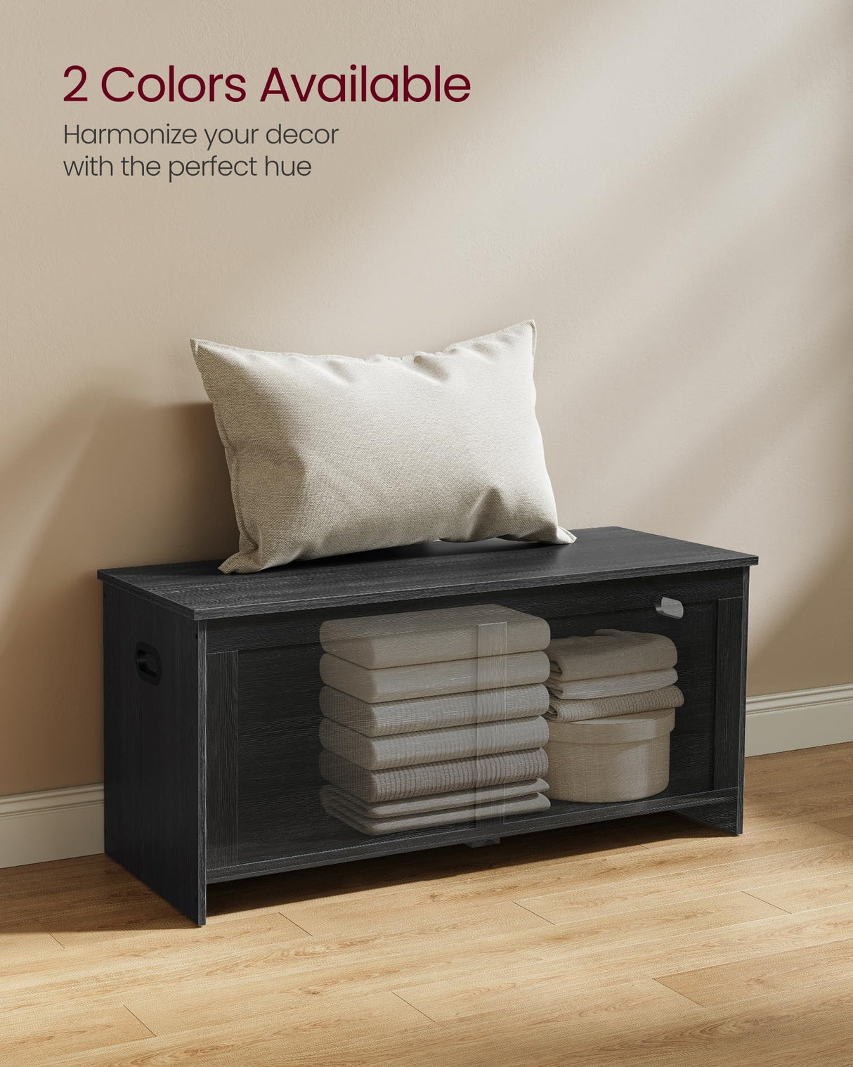 VASAGLE Storage Chest, Storage Trunk with 2 Safety Hinges, Storage Bench, Shoe Bench, Farmhouse Style, 15.7 x 39.4 x 18.3 Inches, for Entryway, Bedroom, Living Room, Charcoal Gray ULSB164B01 VASAGLE