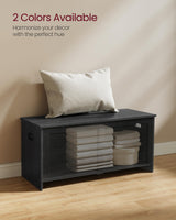 VASAGLE Storage Chest, Storage Trunk with 2 Safety Hinges, Storage Bench, Shoe Bench, Farmhouse Style, 15.7 x 39.4 x 18.3 Inches, for Entryway, Bedroom, Living Room, Charcoal Gray ULSB164B01 VASAGLE
