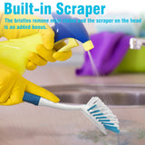 PHYEX 2-Pack Kitchen Diffusion Type Scrub Brush for Cleaning Dishes Pots Pan Sink and Bathroom with Comfortable Long Handle PHYEX