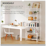 4NM No Assembly Folding Bookshelf, 6-Shelf 74" H Collapsible Foldable Bookcase Storage for Small Spaces, All White 4NM