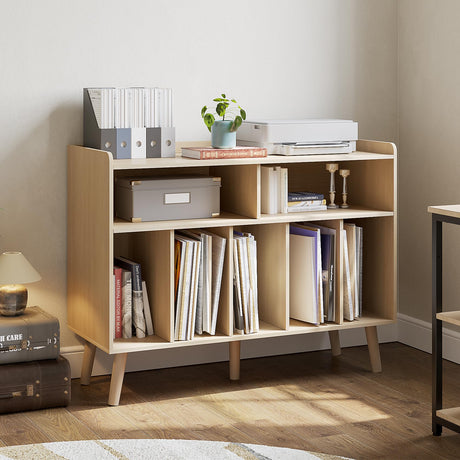 ChooChoo Record Player Stand, Turntable Stand with Vinyl Storage, Record Player Cabinet Up to 350 Albums, Cube Storage Organizer for Living Room, Natural ChooChoo