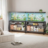 VOWNER 55-75 Gallon Fish Tank Stand - Metal Aquarium Stand, 48.4" L x 18.5" W x 29.5" H, Heavy Duty Reptile Tank Stand, Adjustable 3-Tier Fish Tank Rack Shelf for Home Office, 1000LBS Capacity, Grey VOWNER