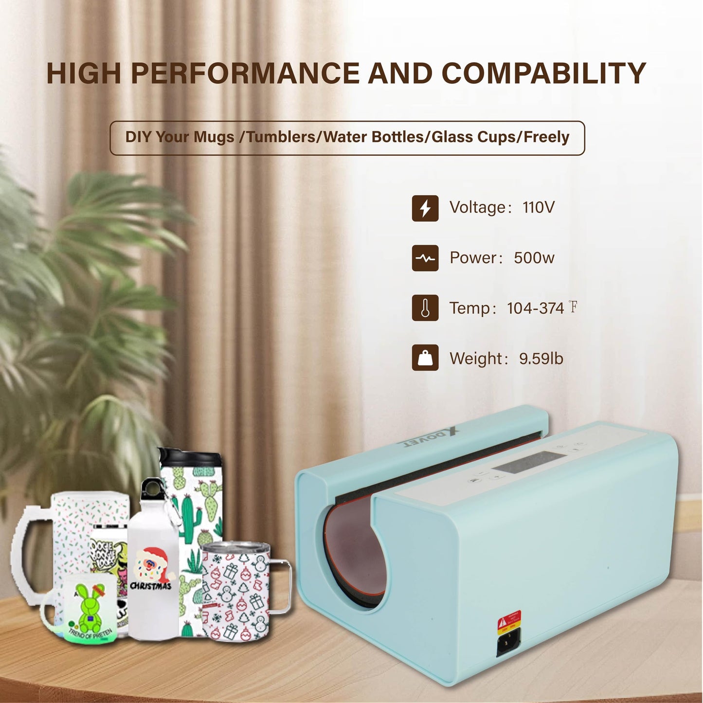 XDOVET Tumbler Heat Press Machine - Mug Press Sublimation Machine, Use with Heat Transfer Paper, Heating Fast and Even for DIY Blank Glass Coffee Cups and Water Bottle