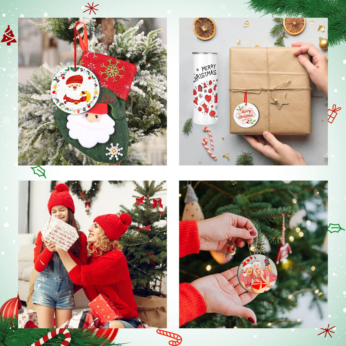 Joyclub 35 Pcs 3'' Sublimation Ornament Blanks MDF Sublimation Christmas Ornaments Bulk Round Double Sided Ornaments for Personalized Xmas Tree Ornament Home Decor DIY Crafts Joyclub