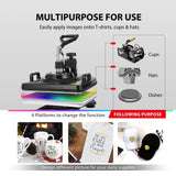 VIVOHOME Upgraded 5 in 1 Combo Multifunctional Swing Away Clamshell Printing Sublimation Heat Press Transfer Machine for T-Shirt Hat Cap Mug Plate 15 x 12 Inch Black VIVOHOME