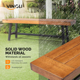 VINGLI Outdoor Bench with Metal Legs Rustic, Wood Dining Bench Indoor Outdoor Porch Benches for Yard Garden Dining (63in) VINGLI