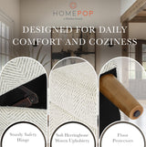 HomePop Malmo Decorative Storage Bench -Cream Chevron Woven HomePop