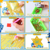 Zonon 6 Pcs Hanukkah Diamond Art Painting Hanging Sign Set Hanukkah Star Diamond Art Adults 5d DIY Craft Acrylic Pendant Ornaments Kits for Home Wall Door Window Decor Zonon