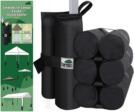 Eurmax USA Weight Bags for Pop up Canopy Outdoor Shelter,Gazebo Instant shelter Leg Canopy Weights, Sand Bags, Set of 4(Black) Eurmax