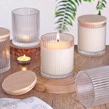 sunnyfuture 10 OZ Clear Candle Jars for Making Candles Set of 8, Ribbed Glass Candle Jars with Wood Lids and Labels, Candle Containers for DIY, Gifts, Home Decoration sunnyfuture