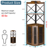 JKsmart Corner Bar Cabinet with LED Lights, 5-Tier Industrial Wine Bar Cabinet with Glass Holder, Farmhouse Liquor Cabinet with Adjustable Shelf, Home Bar for Coffee Bar Cabinet, Rustic Brown JKsmart