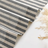 Vangao Kitchen Valance Linen Blend Stripe Short Curtains Farmhouse Country Rustic Pinstripe Tickingstripe Light Filtering Rod Pocket Window Topper Treatments 18 Inch 1 Panel Black on Beige Vangao