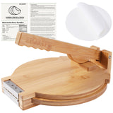 ZUJJAFY Tortilla Press 10 Inch Bamboo Tortilla Maker with 100 Parchment Paper, Mexican Tortillera Presser Homemade Tortillas Pataconera Dough Press ZUJJAFY