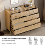 Chrangmay 9 Drawers Dresser for Bedroom,35.4" Tall Wood Rustic Modern Chest of Drawers with Natural Texture,with Anti-Tipping Device, Storage Dressers Organizer for Bedroom, Living Room,Yellow Chrangmay