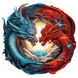 WOODBESTS Wooden Puzzle for Adults, Yin-Yang Dragon Puzzle (M, 200pcs, 11.3"x10.9") Beautiful Wooden Box, Wooden Jigsaw Puzzles Unique Shape, Birthday Gifts for Adults and Kids Family Game WOODBESTS