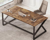 IBF 70 Inch Rustic Brown Desk, Industrial Large Metal Wood Double Computer Desk, Long Home Office Desks Table for 2 People Executive Work Writing Study Gaming, Farmhouse Big Two Person Desk in Bedroom IBF