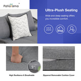 Patiorama 4 Piece Patio Furniture Set, Outdoor FSC Certified Acacia Wood Conversation Set, All-Weather Rope Sofa Set w/Coffee Table, Loveseat, Modern Deep Seating Set for Lawn Balcony Poolside, Grey Patiorama