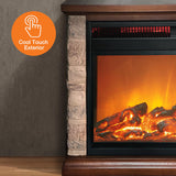 Lifesmart 3-Quartz 5,118 BTU Infrared Faux Stone Fireplace with Log Insert and Realistic Flame, Fireplace Heater with Remote Control for Bedroom, Living Room LifeSmart