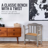 Peaceful Classics Bench with Storage - Small Wooden Storage Bench for Entryway, Hallway, Mudroom, Farmhouse, Bedroom, & Living Room, Amish Handmade Furniture Storage Organizer, Pewter Peaceful Classics