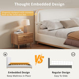 Merax King Size Boucle Bed Frame with Curved Headboard, White Upholstered Cloud Platform Bed, Solid Wood Base, Soft Rounded Corners Design, No Box Spring Needed, Easy Assembly, White Merax